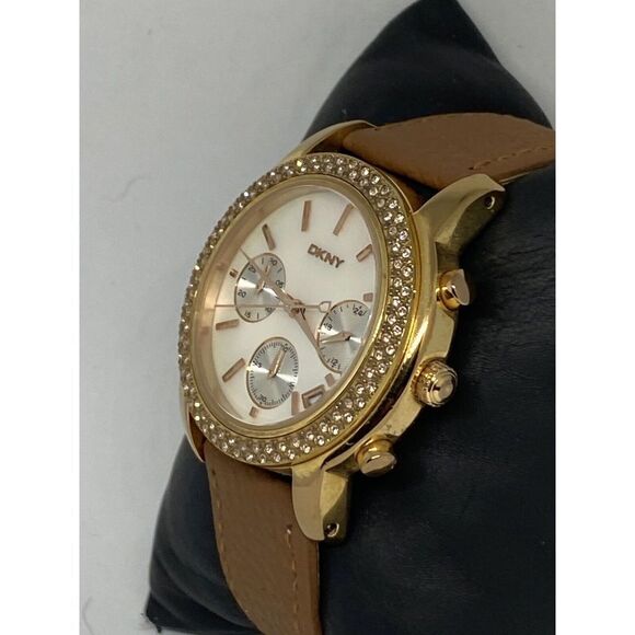 DKNY NY-8432 Women\'s Brown Leather Analog Dial Quartz Genuine Wrist Watch VK259 main image 8